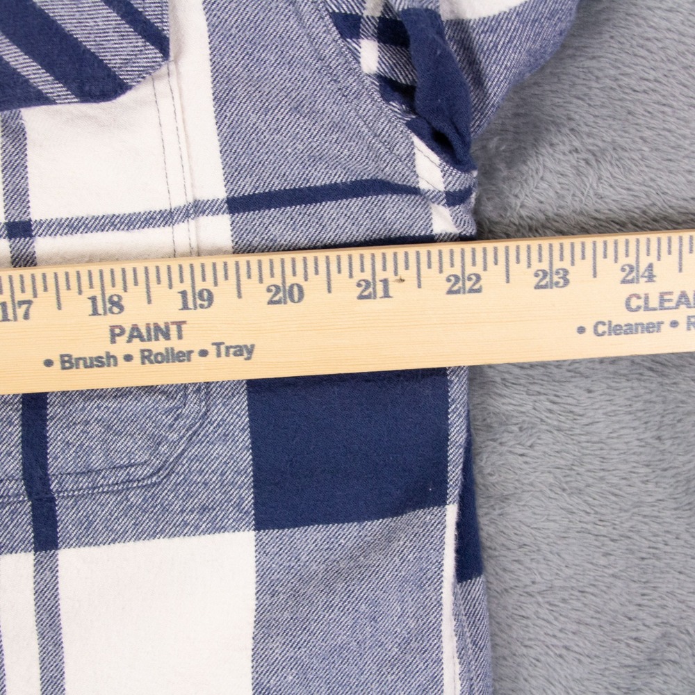 Patagonia Fjord Flannel Mens L Organic Cotton Plaid Flannel Shirt Blue White - Picture 8 of 12